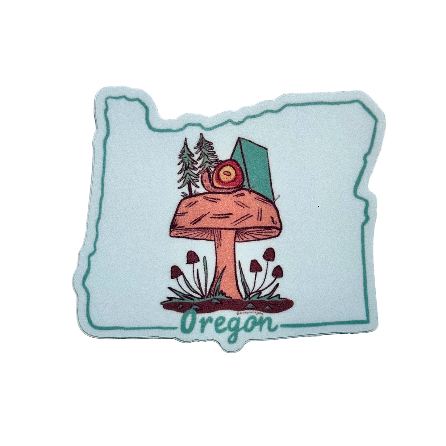 Oregon Mushroom & Snail Illustrated Sticker