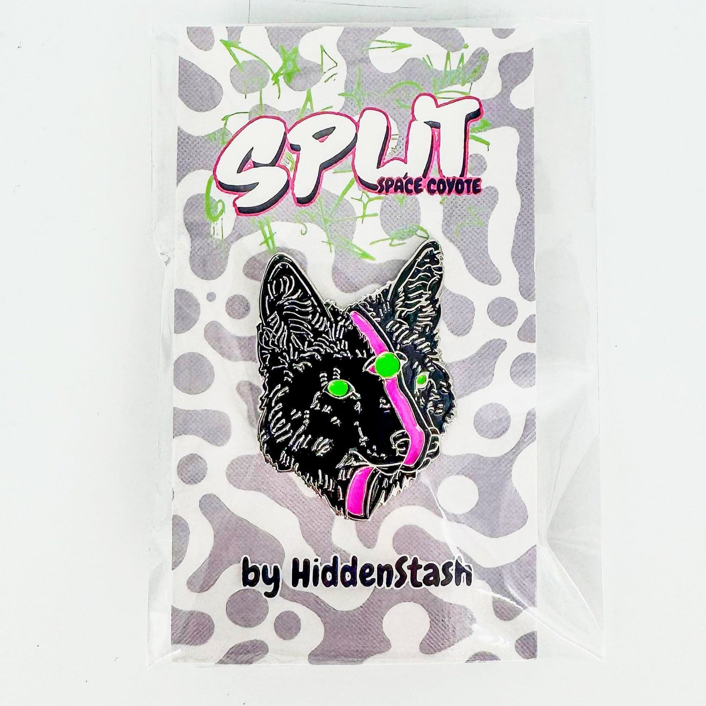 Split Space Coyote Enamel Pin by HiddenStash
