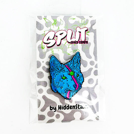 Split Space Coyote Enamel Pin by HiddenStash