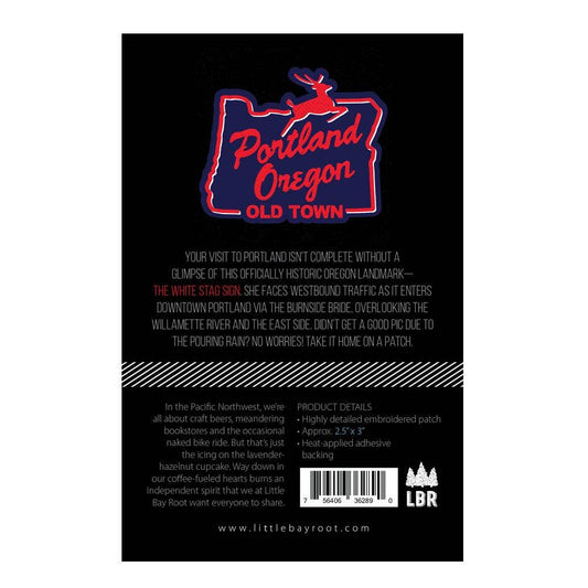 White Stag Sign Portland Oregon | Iron-on Embroidered Patch