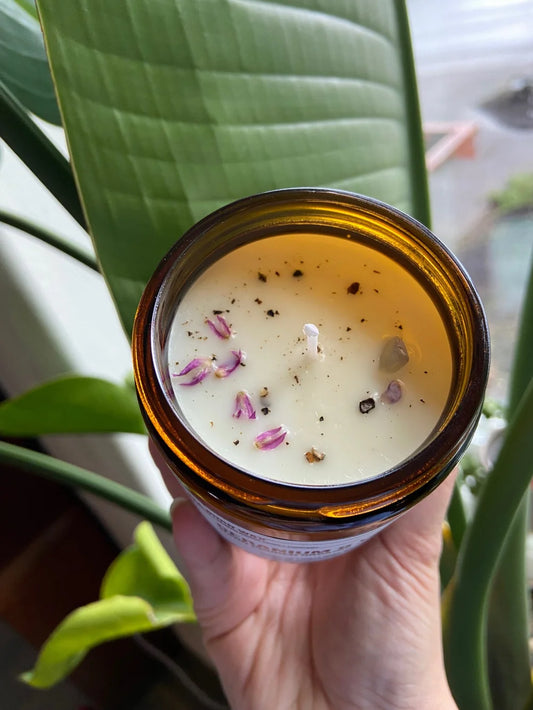 Geranium & Violet 8oz Candle by All Burn Wax