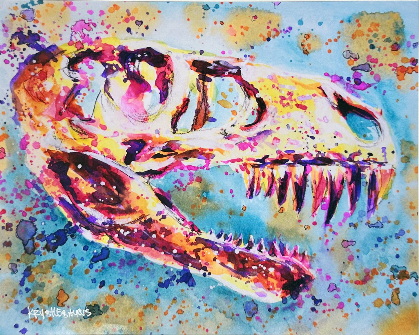 T Rex Skull Print by Krystlesaurus