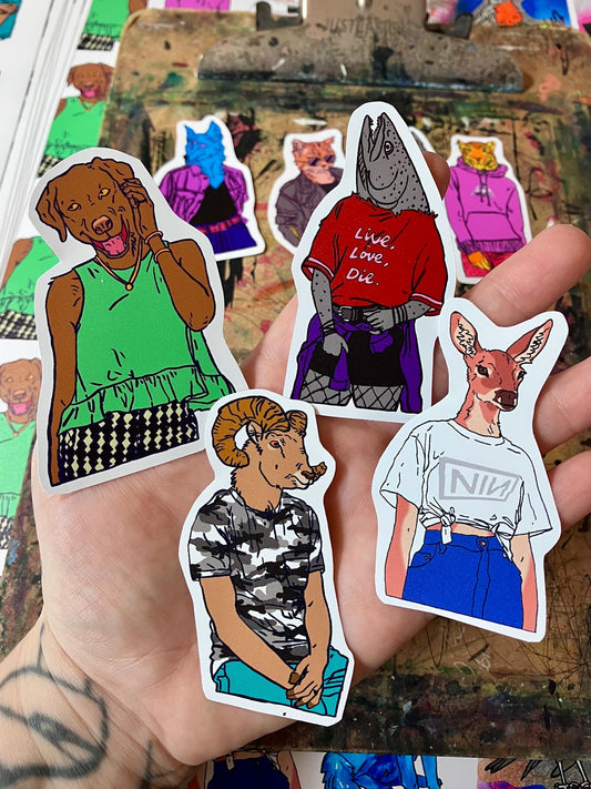 Hidden Stash: Animal People Sticker 8-Pack