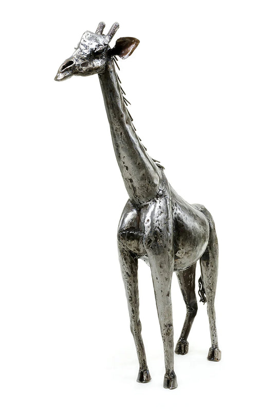 Kenyan Recycled Metal Giraffe Sculpture
