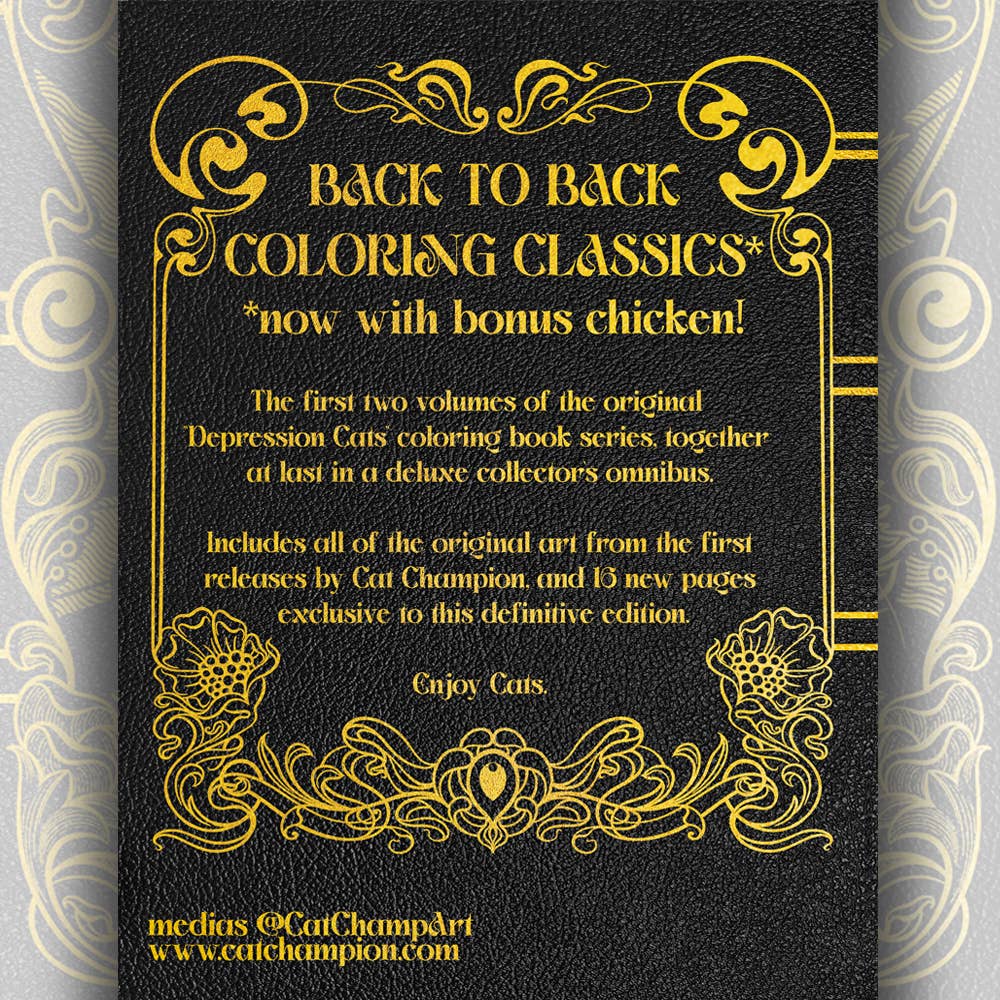 Information on the coloring book reads - Back to Back Coloring Book Classics* *now with bonus chicken!