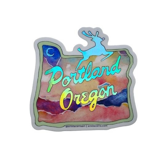 Portland White Stag  - Foil Sticker