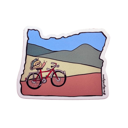 Oregon Bike & Snail Illustrated Sticker