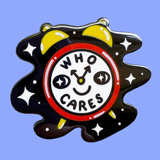 Who Cares Clock Enamel Pin by Wokeface
