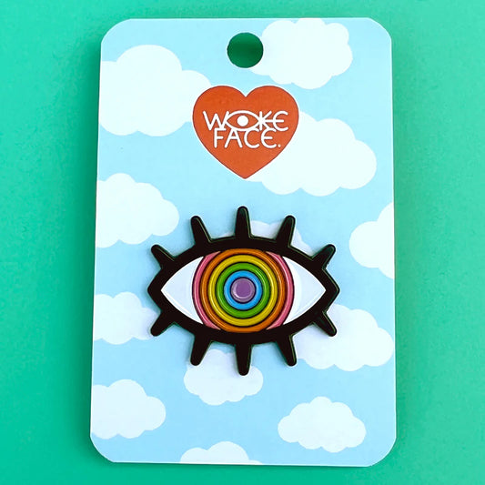 Rainbow Eye Enamel Pin by Wokeface