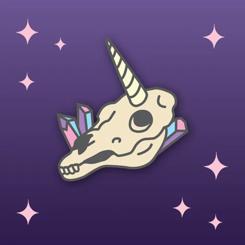 Unicorn Skull With Crystals Enamel Pin by Print Ritual