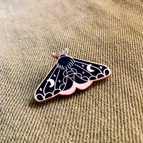 Black Moth Enamel Pin by Print Ritual