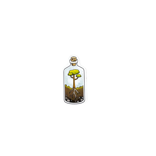 Illustration of a tree in a bottle on a white background