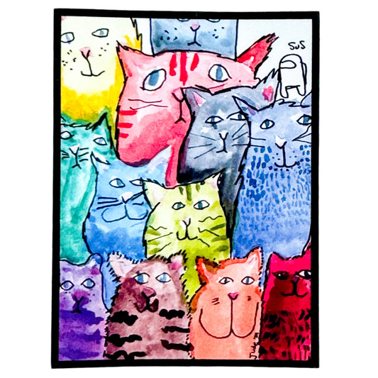 Rectangle Cat Sticker, Assorted Colors