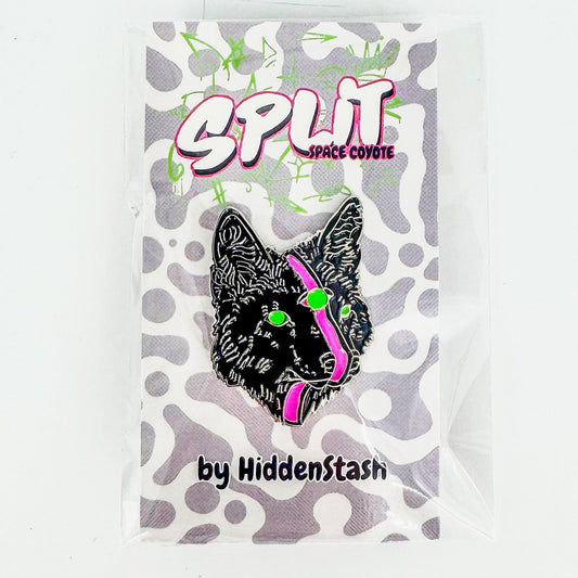 Split Space Coyote Enamel Pin by HiddenStash