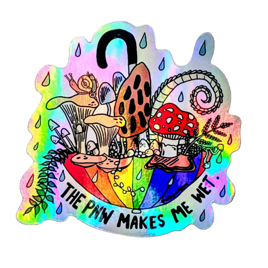 THE PNW MAKES ME WET

Mushrooms and plants in a rainbow umbrella 