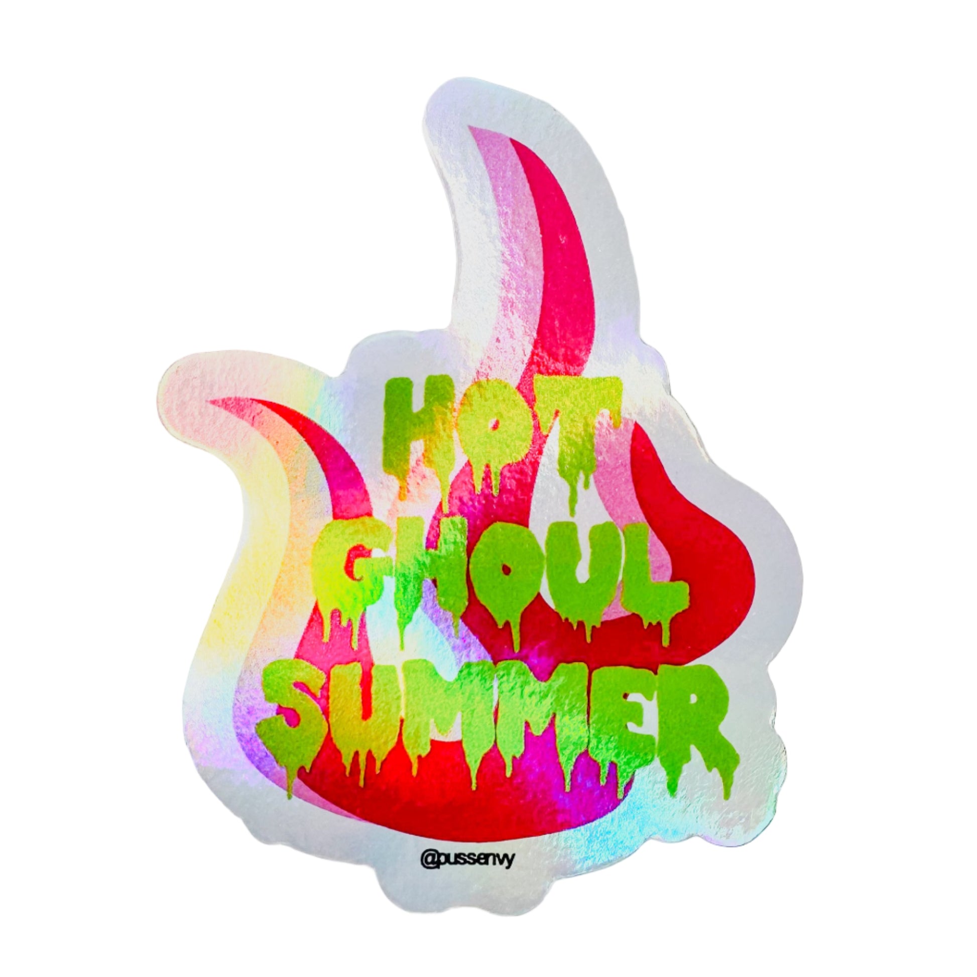 Colorful sticker with 'Hot Ghoul Summer' text on a white background