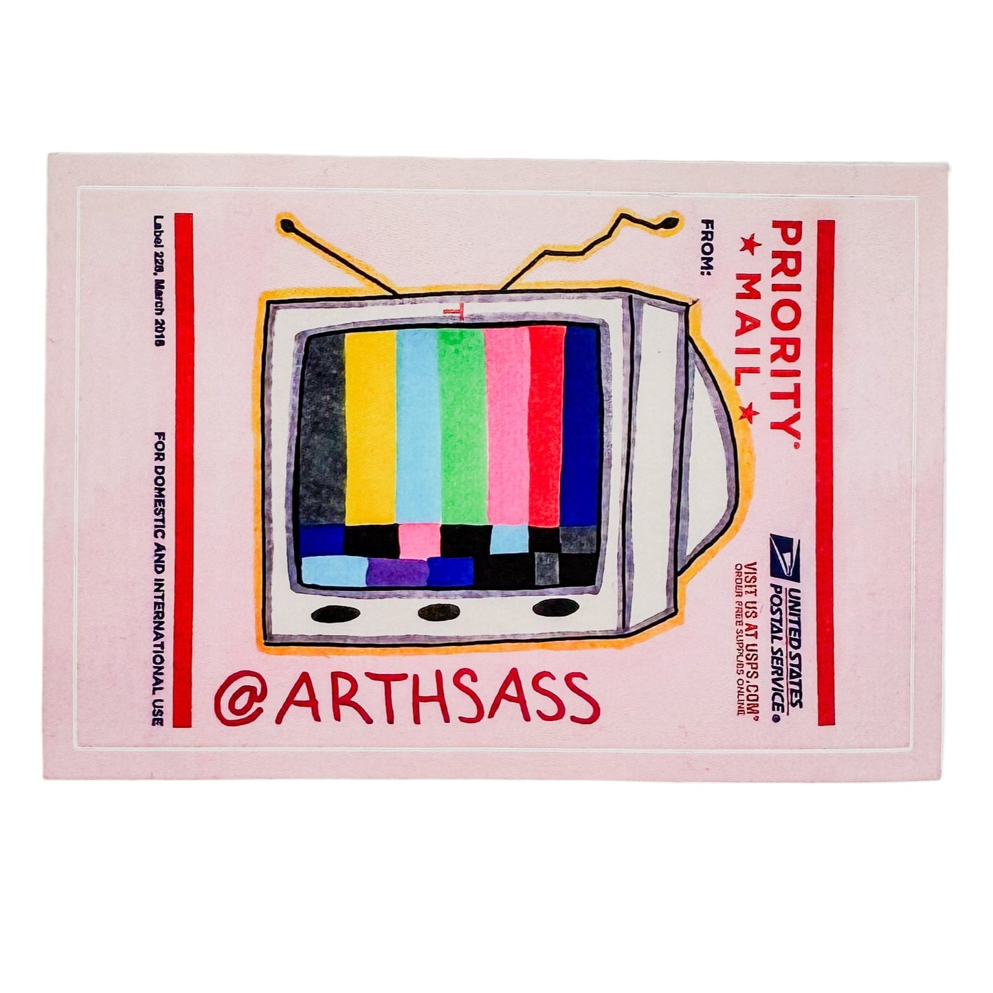 Shipping label with TV Design 