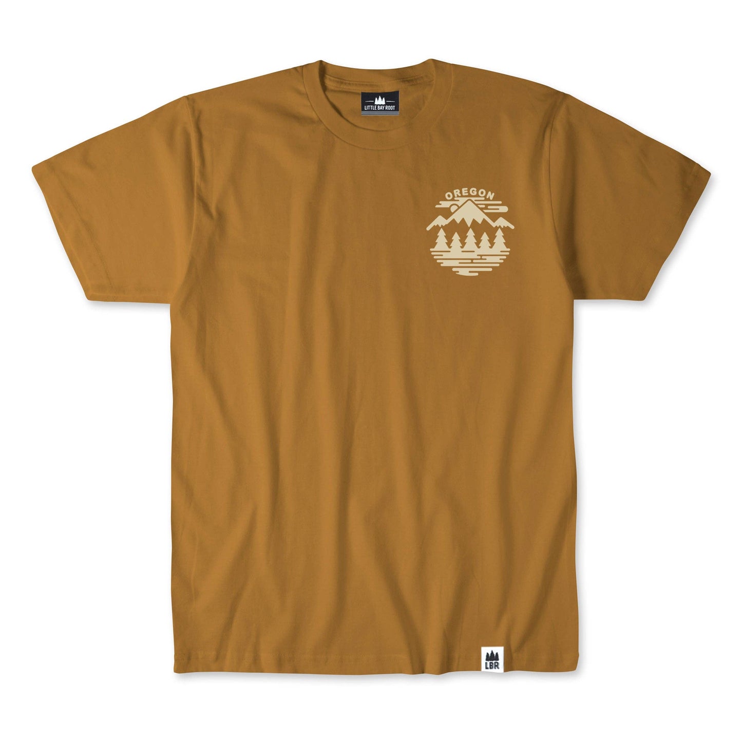 Mustard yellow t-shirt with 'Oregon' graphic