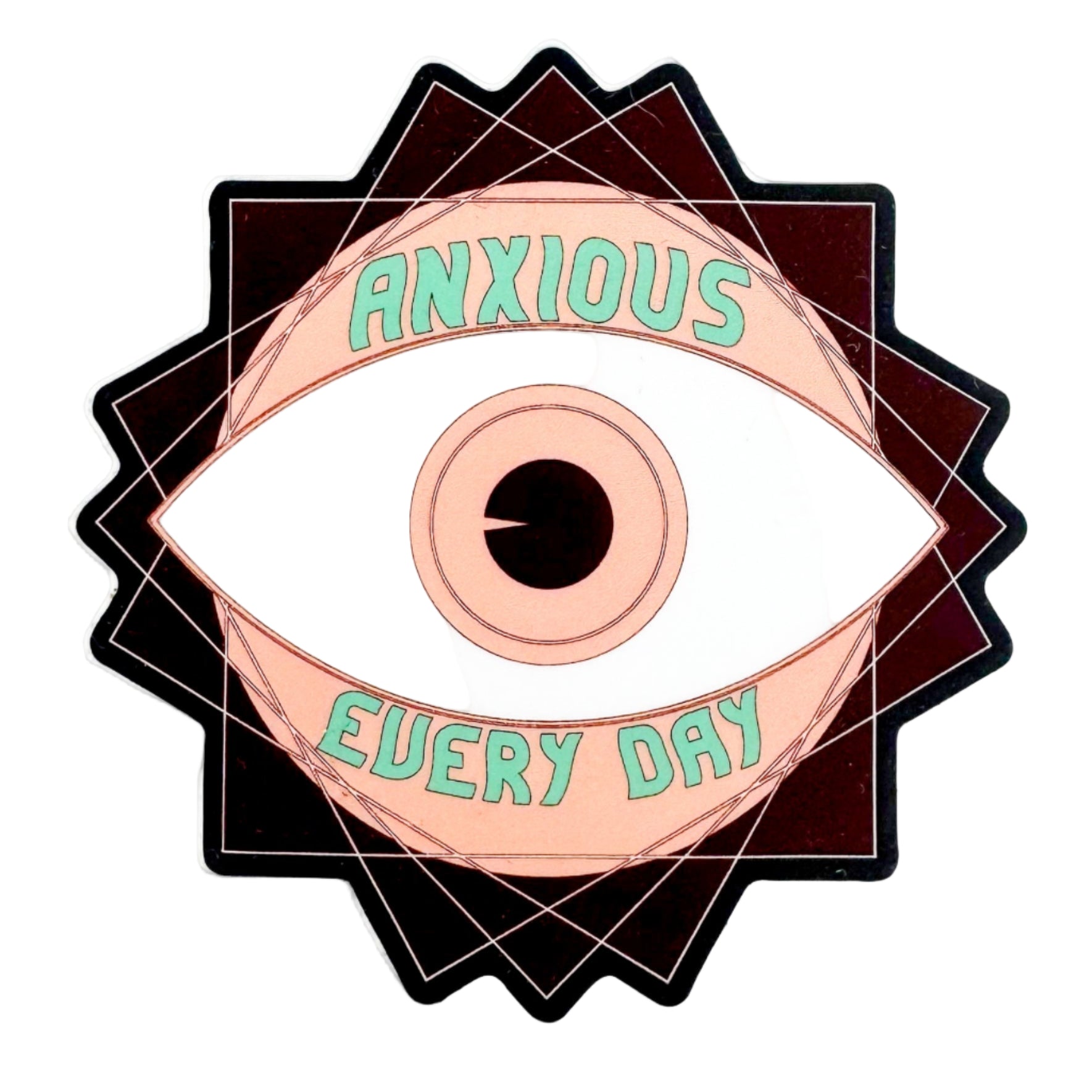 Eye with 'Anxious Every Day' text on a white background