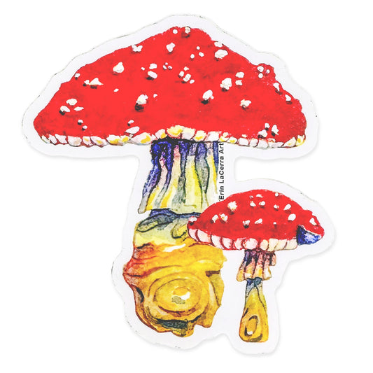 Colorful mushroom-shaped object on a white background