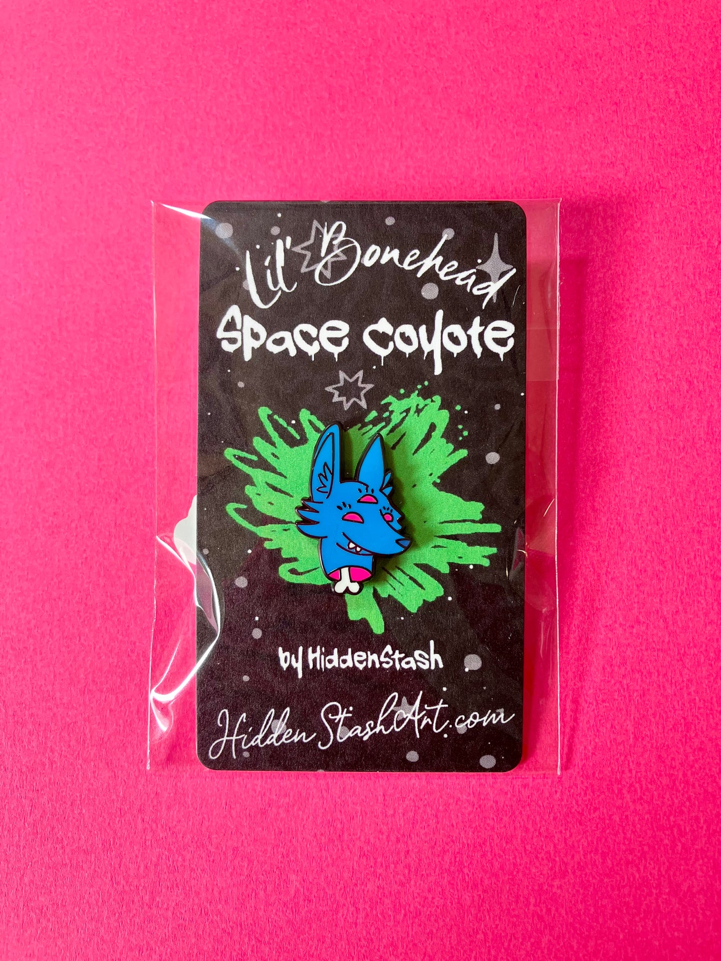 Enamel pin with cartoon character Space Coyote by HiddenStash
