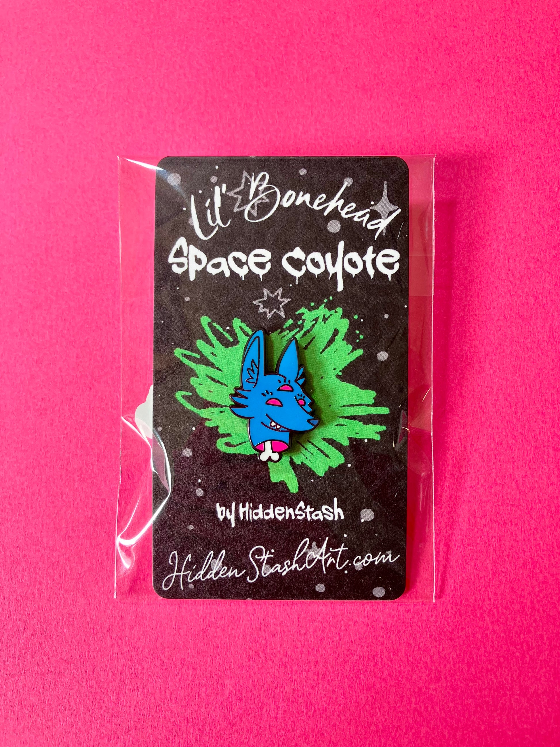 Enamel pin with cartoon character Space Coyote by HiddenStash
