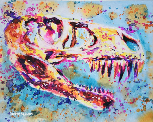 T Rex Skull Print by Krystlesaurus