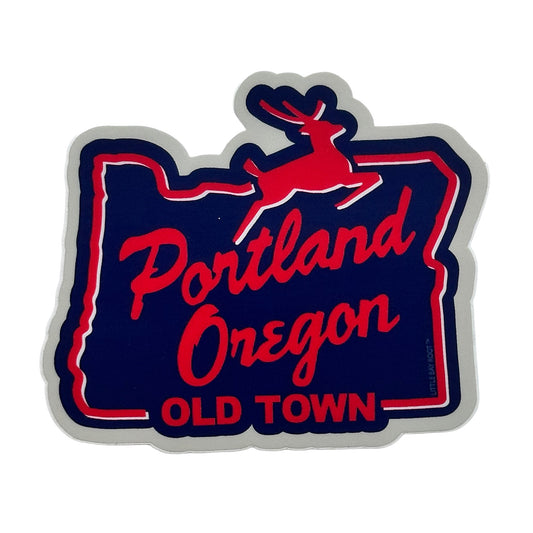 Blue & Red Portland Stag Sign Sticker