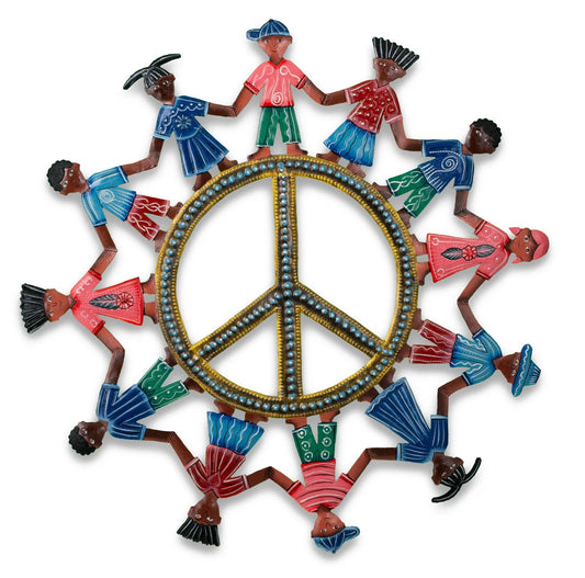 Recycled Metal Painted Children of Peace