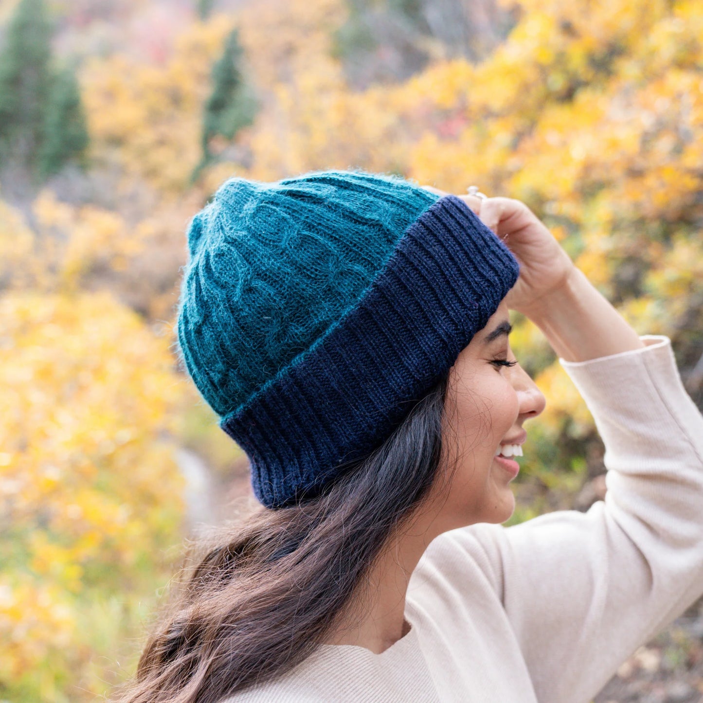 Knitted Reversible Cable Beanie