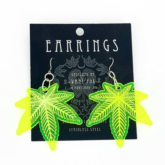 Yellow Pot Leaf Earrings by Vane PDX