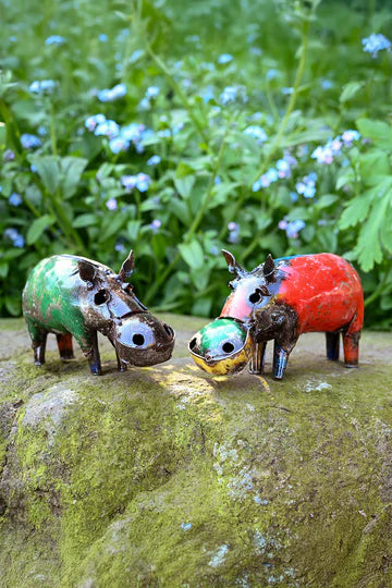 Colorful Recycled Oil Drum Hippo Sculpture