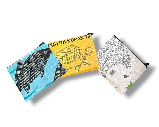 Small Eco Friendly Stash Zip Pouch Bag - Fish
