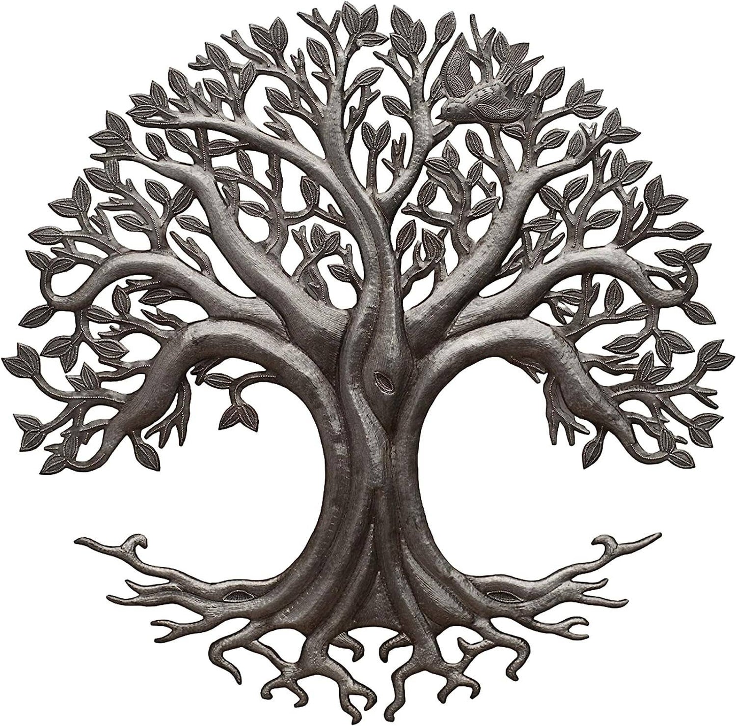 Handmade hammered metal wall art of a tree of life
