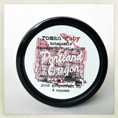 Portland Oregon Stag Sign Soy Candle by Roman Ruby