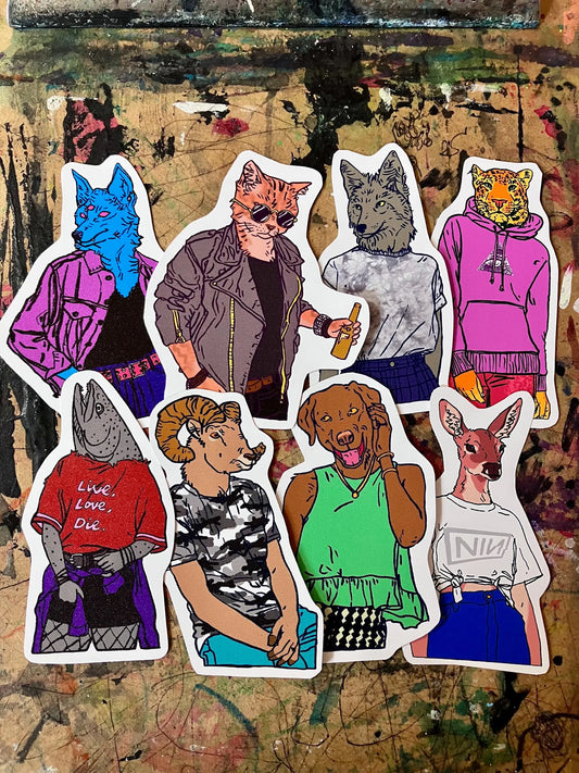 Hidden Stash: Animal People Sticker 8-Pack