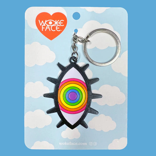 Rainbow Eye Keychain by Wokeface