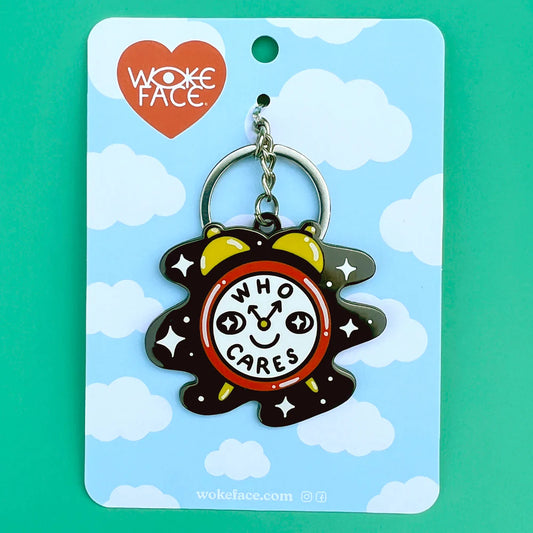Who Cares Clock Keychain by Wokeface