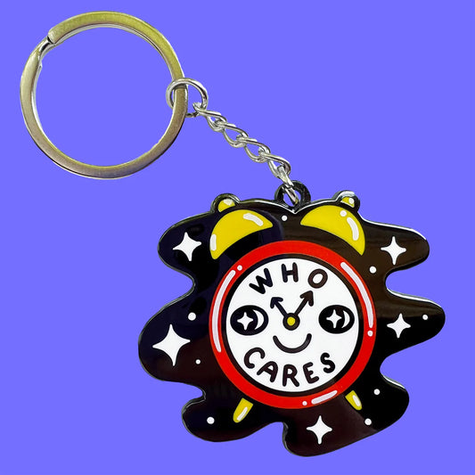 Who Cares Clock Keychain by Wokeface